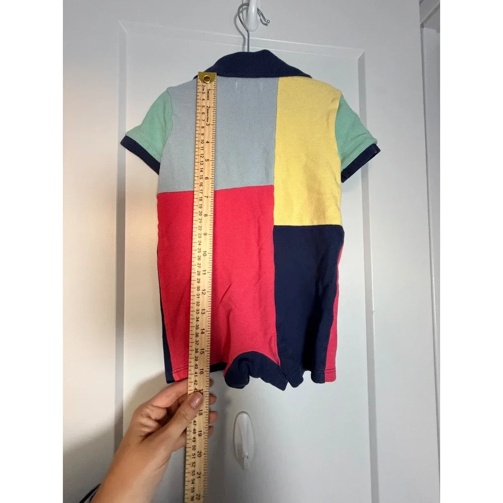 Ralph Lauren Baby Boys Colorblock Polo Romper Multi Color 12M Short Sleeve_147